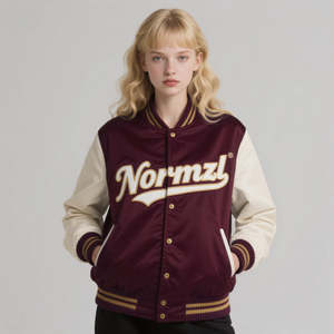 2025 ODM Varsity Jacket pour femmes Haute qualité coupe-vent à manches longues polyvalent lâche Design décontracté pour la saison d'hiver - Product Image 6