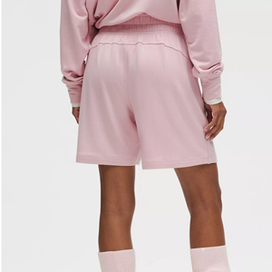 Vêtements décontractés à la mode 100% coton shorts pour femmes personnalisé DTF imprimé logo solide bébé pinck couleur short confortable pour les femmes - Product Image 5