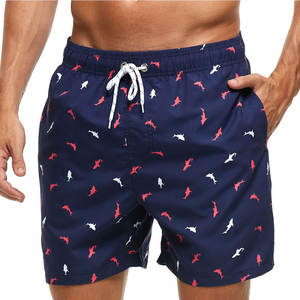 กางเกงว่ายน้ำชาย สีกรมท่า ลายฉลาม ป้องกันแสงแดด กันน้ำ กันลม แห้งเร็ว ประสิทธิภาพสูง โพลีเอสเตอร์/ผ้าฝ้าย ชุดชายหาด - Product Image 3