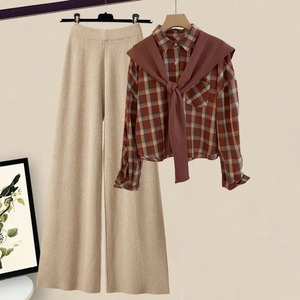 Fall Winter 3 Pieces Sets <b>Mens</b> Outfits Casual Vintage Shirts+knitted <b>Shawls</b>+wide Leg Pants Streetwear Set Wool Mid Customizable - Product Image 4