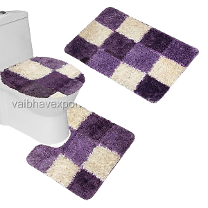 Vente en gros de 3 tapis de bain en microfibre au design moderne meilleure qualité couleurs personnalisées coton fabriqué en Inde fabriqué à la machine - Product Image 3