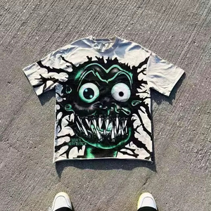 Camiseta cuadrada recortada de gran tamaño con gráfico personalizado del fabricante, camiseta unisex de algodón orgánico de punto con hombros caídos y cuello redondo - Product Image 3
