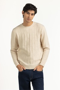 Pull en laine tricotée Aran pour homme, lourd, à motif de câble, pull de pêcheur, imprimé sur le devant, anti-froissement, respirant pour l'automne et l'hiver - Product Image 5
