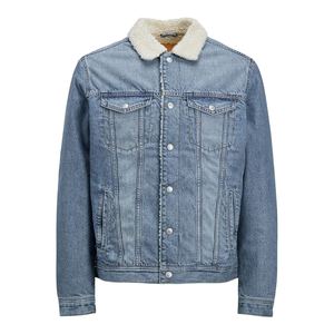 Veste en jean de haute qualité 100% coton pour moto, taille plus, col montant, boutons sur le devant, décontractée pour homme - Product Image 5