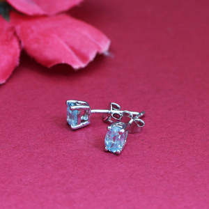 925 Rose Gold Silver Stud <b>Earrings</b> <b>Blue</b> <b>Topaz</b> Diamond Sapphire Pearl Trendy Flower Shape for Wedding Engagement-Women's Gift - Product Image 2