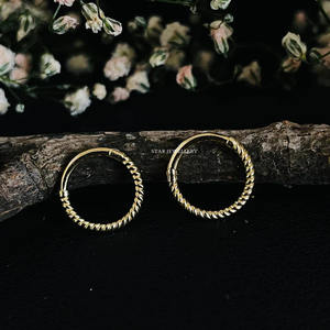 14K Solid Gold Rope plaine Daith Clicker Fine Jewelry. - Product Image 2