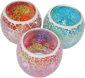 Bougeoir en verre mosaïque romantique rétro de style européen Pot décoratif avec décoration d'intérieur ARTISANN AURA pour Noël - Product Image 4