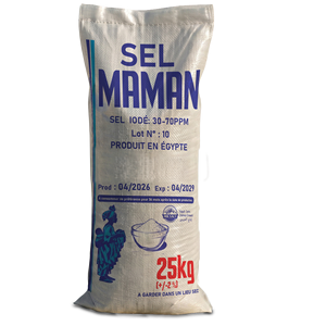 Sal de Mesa Iodada Sel Maman 25kg, Polvo Refinado de Egipto con 30-70ppm de Contenido de Yodo - Product Image 1