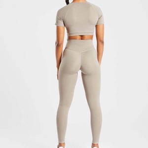 Transpirable gimnasio deporte Fitness pantalones 4 vías estiramiento trasero-Levantamiento Yoga Spandex/Nylon Leggings para mujeres Color sólido suave Multicolor - Product Image 4