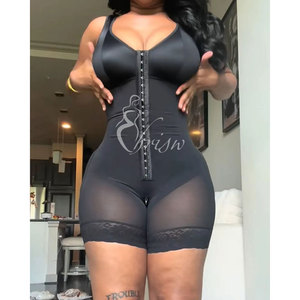 Maille fermeture éclair bas entrejambe Compression corps façonnage costume 1pc femmes <span class=keywords><strong>grande</strong></span> <span class=keywords><strong>taille</strong></span> une pièce Shapewear, post-partum minceur ventre - Product Image 1