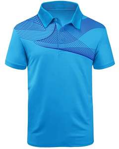 Camiseta Polo Azul Cielo Personalizada para Hombre, Manga Corta, Estampado de Líneas Abstractas, Absorbe la Humedad, Poliéster Piqué, Informal, para Golf y Deportes - Product Image 1