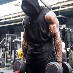 High Quality Oversized <b>Hooded</b> Tank <b>Top</b> for <b>Men</b> Streetwear Fitness Gym Breathable Knitted Design Wholesale - Product Image 5
