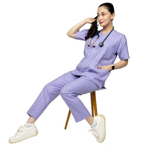 ชุดสครับทางการแพทย์สำหรับผู้ชายและผู้หญิงชุดพยาบาลคอวีแบบแห้งเร็วฉลากออกแบบได้ตามต้องการ - Product Image 4