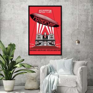Modern Style LED Zeppelin Mothership <b>Poster</b> Black Frame Paper Material for Wall Usage - Product Image 1