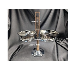 Serveur de chocolats de couleur argentée d'acier inoxydable de bol de fruits secs de nouvelle conception avec la frontière de concepteur par les arts à la maison - Product Image 5