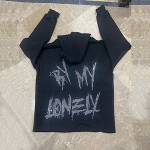 Sudadera con capucha de gran tamaño personalizada de alta calidad para hombres sudaderas con diamantes de imitación bordados con decoración de diamantes de imitación - Product Image 5