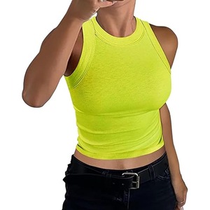 Casual New Product Solid Color Slim <b>Sleeveless</b> Sexy Mesh Crop Tank <b>Top</b> Women made by Dress Sports - Product Image 1