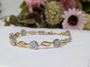 2.45 Ct Lab Grown Diamond Cluster Tennis <b>Bracelet</b>, Vintage Style Diamond <b>Bracelet</b>, <b>Solid</b> 14k White/Yellow/Rose Gold Jewelry Gift - Product Image 1