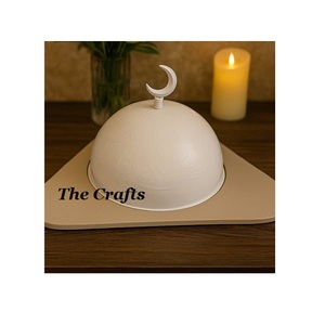 Plateau de service en bois pour chocolat, design unique et nouveau, qualité supérieure, forme ronde avec dôme et bouton en acier pour utilisation en hôtel - Product Image 3