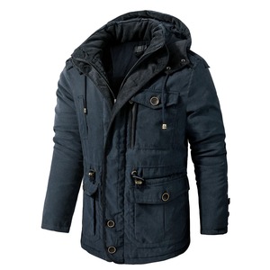 Parkas d'hiver en polaire pour hommes, vestes chaudes coupe-vent, manteau parka à capuche épais, vêtements d'extérieur en fourrure pour hommes, veste décontractée en coton rembourrée - Product Image 1