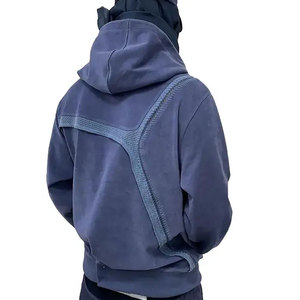 Sweat à capuche d'hiver lavé à l'acide en polyester/coton de haute qualité pour hommes Vintage Stone Wash High Street Series Old School Design - Product Image 3