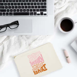 Trousse de Maquillage Portable en Toile de Coton avec Motif Lettres, Motif Coucher de Soleil et Lever de Soleil, pour Rangement - Product Image 4