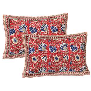 Red <b>Floral</b> 100% Cotton 240 TC Super King Bedsheet Set with 2 Pillow Covers 3-Piece Home Use <b>Sheet</b> Collection (SHKV1104) - Product Image 3