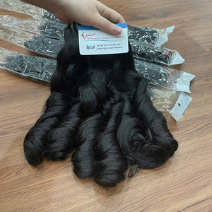 Extensions de cheveux humains vietnamiens 2025 Xmas Raw Hair Bundles Double Drawn Steam Bouncy Curl Hair Weaving, sans nœuds - Product Image 2