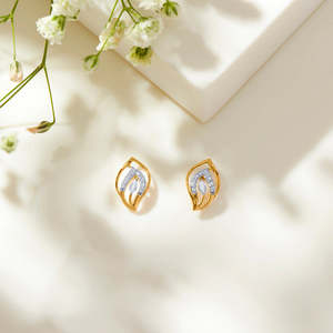 Boucles d'oreilles clous en or rose en forme de cœur pour femmes, plaquées or 14k 18k avec jade, zircon, moissanite et diamant - Product Image 1