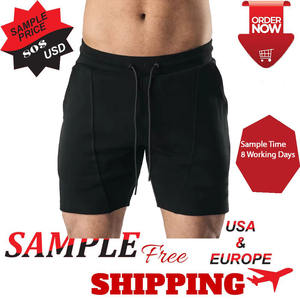 Pantalones cortos deportivos de compresión de calle para hombre, nuevo diseño, ropa de gimnasio sólida, ropa de entrenamiento de tela de rizo para correr, venta al por mayor - Product Image 6