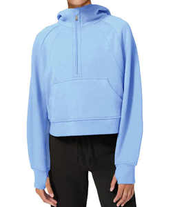 2025 personnalisé coton polaire demi fermeture éclair pull 14 fermeture éclair sweat blanc surdimensionné à manches longues sweat femmes à capuche - Product Image 3