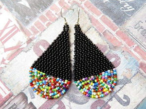 ต่างหูแฟชั่นใหม่ งานปัก ต่างหูประดับลูกปัด ทำมือ สำหรับผู้หญิงและเด็กผู้หญิง จากอินเดีย - Product Image 2