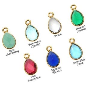 Colgante de cuarzo azul cielo 10x14mm encanto de lágrima chapado en oro joyería hecha a mano conector de piedras preciosas bisel encanto joyería de mujer - Product Image 5