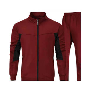 Chándal de lana con cremallera completa para hombre con brazos en contraste y rayas en joggers, conjunto de chándal con capucha atlética, conjuntos de sudor de ropa activa - Product Image 2