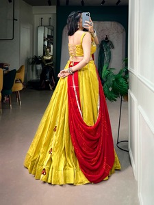 Premium Navratri Chanderi <b>Lehenga</b> with Mirror Patchwork Work G Party Style All Seasons <b>Women</b> - Product Image 3