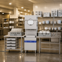 Lave-vaisselle haute température de type porte, certifié CE, pour cuisine centralisée, haute efficacité de travail