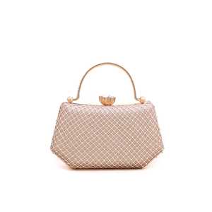 Brass Crystal Rhinestone Diamond Resin Mother of <b>Pearl</b> <b>Clutch</b> P15037 Sparkling Bridal Purse with Chains Decoration Satin Lining - Product Image 3