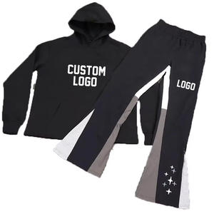 Usaze Sports OEM Custom Unisex Screen Print Hoodies and Flared Sweatpants Causal <b>Slim</b> <b>Fit</b> <b>Joggers</b> Sets Tracksuit for Men - Product Image 5