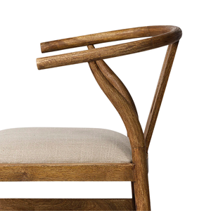 Taburete de Bar Moderno de Madera Maciza con Respaldo Curvo, Asiento Tapizado en Tela, Silla de Altura de Barra para Isla de Cocina y Bar en Casa - Product Image 5