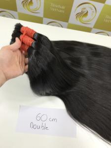 Doble calidad virgen vietnamita acabado 60 cm negro Natural onda extensión de cabello tipo de trama de piel - Product Image 4