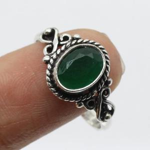 Joyería de Plata de Ley 925 hecha a mano cabujón piedra preciosa 925 estampado Spinner Esmeralda anillo sólido mejor calidad joyería anillo Natural - Product Image 1