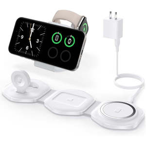 3 1 pieghevole magnetico senza fili stazione di ricarica per i dispositivi Apple Multi-funzione lampada integrata Power Bank ROHS ha certificato PC US - Product Image 1