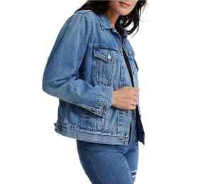 Chaqueta Vaquera Clásica Azul Premium para Mujer, con Detalles de Botones, Estilo Vintage, Resistente al Viento, Ecológica, Informal, para Invierno - Product Image 3