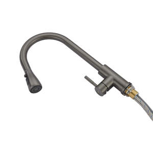 Grifo de Cocina Moderno Fontastock de un Solo Nivel, de Acero Inoxidable y Cerámica, en Forma de C, Contemporáneo, Montado en la Pared, Giratorio, Color Gris - Product Image 6