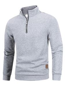 Sweat-shirt à col roulé zippé en polaire pour homme, 100% coton, couleur unie, manches longues, décontracté, tendance, pour l'hiver - Product Image 4
