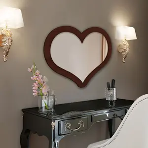 Modern Designer Heart Shape Decorative <b>Wooden</b> <b>Wall</b> <b>Mirror</b> Factory Direct Sale From Manufacturer Wholesale - Product Image 2