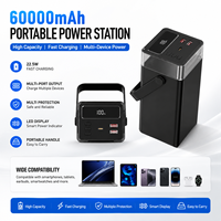 Batterie externe haute capacité 60000 mAh pour l'extérieur avec écran LED, charge rapide PD 22,5 W, lumières de camping multicolores, OEM ODM