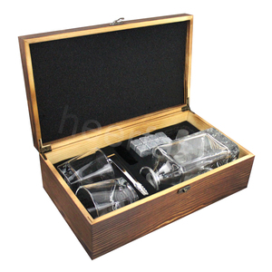 Coffret cadeau d'anniversaire pour <span class=keywords><strong>homme</strong></span>, pierres à whisky et carafe, boîte en bois, glaçons en granit réutilisables et verres, glaçons à whisky - Product Image 1