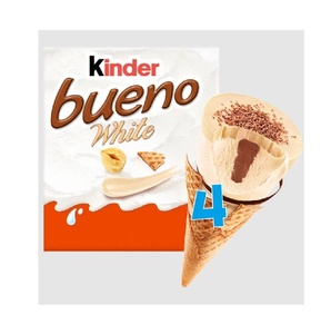 Superior Kinderr Bueno White Ice Cream <b>Cones</b> 4x90ml Smooth Cream Filled Ice Cream <b>Cone</b> Dessert For Global Wholesale Trade Supply - Product Image 2