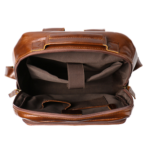 กระเป๋าเป้หนังแท้สำหรับผู้ชายกระเป๋าหนังแท้ลายไม้แบบวินเทจ - Product Image 5